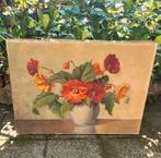 Mooie Antieke Schilderij Bloemenvaas, Huis en Inrichting, Ophalen of Verzenden, Zo goed als nieuw, Schilderij, Minder dan 50 cm