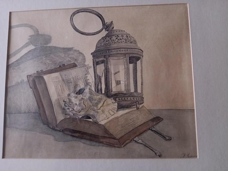 schilderij Gravure/ets stilleven, Antiek en Kunst, Kunst | Schilderijen | Klassiek, Ophalen
