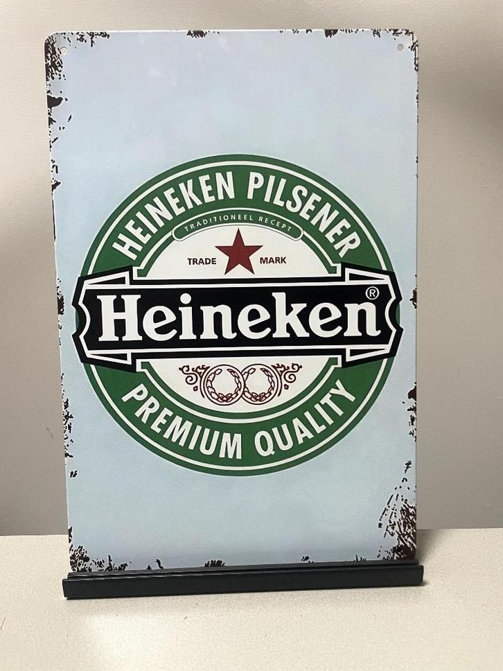 Heineken bier metalen reclamebord (Old Look), Verzamelen, Biermerken, Nieuw, Reclamebord, Plaat of Schild, Heineken, Ophalen of Verzenden
