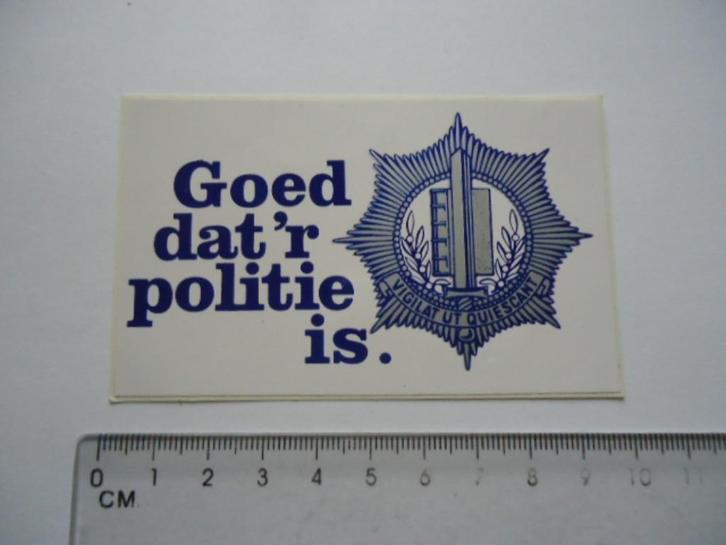sticker oud POLITIE GOED dat retro auto car plastic retro, Verzamelen, Stickers, Zo goed als nieuw, Bedrijf of Vereniging, Verzenden