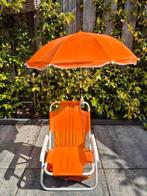 Kinder tuin-/strandstoel met parasol oranje, Tuin en Terras, Tuinstoelen, Ophalen, Gebruikt, Inklapbaar