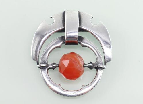Art Deco zilveren hanger met carneool, Sieraden, Tassen en Uiterlijk, Antieke sieraden, Hanger, Zilver, Met edelsteen, Ophalen of Verzenden