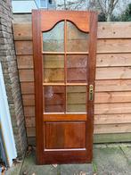 Massief houten deur met glas, Gebruikt, 80 tot 100 cm, Binnendeur, Ophalen of Verzenden