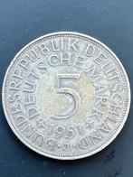 Duitsland 5 Mark 1951, Postzegels en Munten, Munten | Europa | Niet-Euromunten, Ophalen of Verzenden, Duitsland, Losse munt, Zilver
