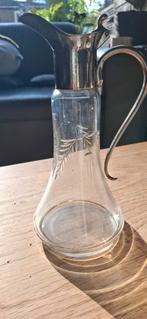 Vintage Glazen Waterkan met Zilveren Details, Antiek en Kunst, Antiek | Glas en Kristal, Ophalen