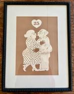 Zilveren huwelijk Deens snijwerk ingelijst, Huis en Inrichting, Woonaccessoires | Lijsten, Ophalen, Minder dan 50 cm, Zo goed als nieuw