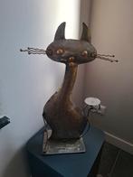 Metalen Kat Sculptuur, Ophalen of Verzenden, Zo goed als nieuw, Metaal, Dierenbeeld