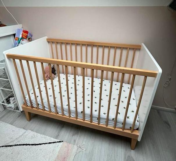 Bopita Indy ledikant 60x120 wit/naturel + matras, Kinderen en Baby's, Kinderkamer | Bedden, Gebruikt, Minder dan 140 cm, Minder dan 70 cm