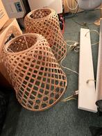 2 Ibiza Hanglampen Riet kwantum, Huis en Inrichting, Lampen | Hanglampen, Ophalen, Gebruikt, Hout, Minder dan 50 cm