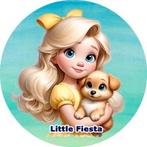 L240 luxe icing meisje puppy 20x4,7cm eetbare cupcake top, Ophalen of Verzenden, Nieuw, Cupcakes, Versiering