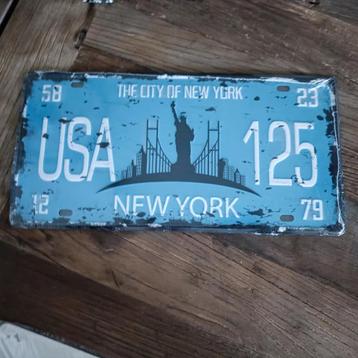 kenteken wand plaat metaal new York usa  blauw