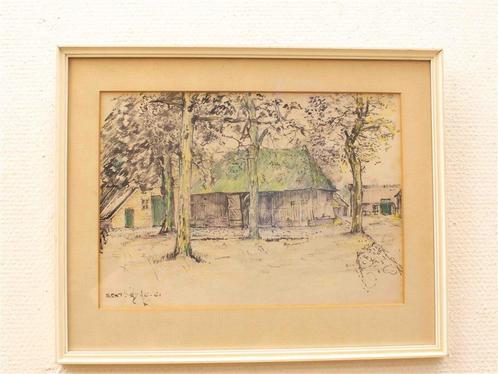 Prent van een boerderij/schuur in het bos 38585, Verzamelen, Ansichtkaarten | Nederland, Ongelopen, Noord-Holland, Ophalen