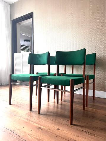 ~ Set 4 vintage retro Topform stoelen groen teak jaren ‘60 ~