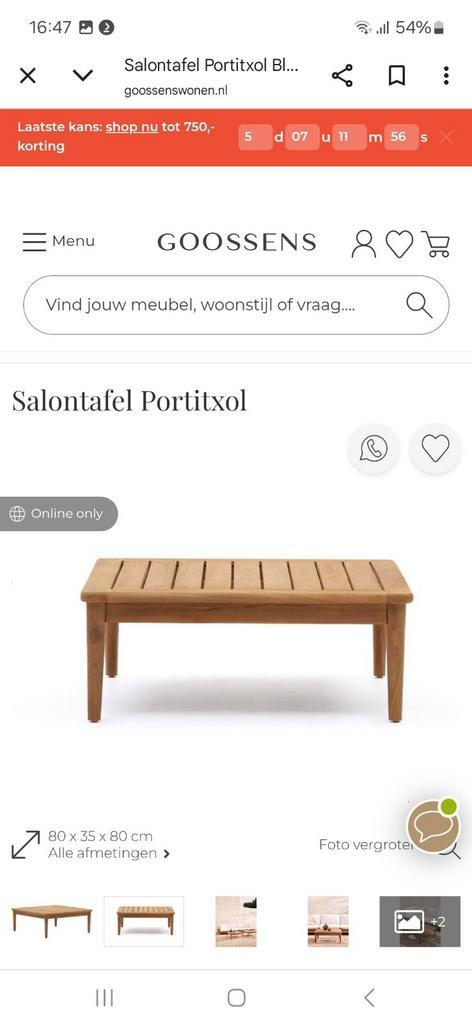 Nieuwe Kave Home teak houten salontafel portixsol 80 cm / 80, Tuin en Terras, Tuintafels, Nieuw, Rechthoekig, Hout, Ophalen of Verzenden