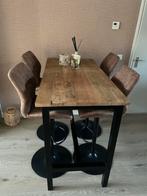 Bartafel met 4 in hoogte verstelbare barkrukken zgan, Ophalen, Zo goed als nieuw, 4 tot 6 stoelen