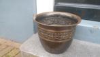 Art Deco gebronsd koperen bloempot cachepot brons 25,5 breed, Antiek en Kunst, Ophalen of Verzenden