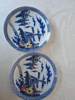 2 vintage retro blauw porselein borden chinees japans, Antiek en Kunst, Ophalen of Verzenden