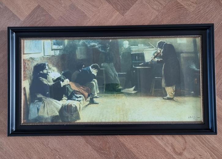 Antieke ingelijste prent Lionello Balestrieri 1900 Beethoven, Antiek en Kunst, Kunst | Tekeningen en Foto's, Ophalen of Verzenden