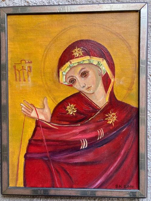 Twee mooie, geschilderde iconen in fraaie lijst, Antiek en Kunst, Kunst | Schilderijen | Klassiek, Ophalen
