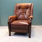 Elegante vintage leren fauteuil uit 1963, Gebruikt, Ophalen of Verzenden, 50 tot 75 cm, Hout