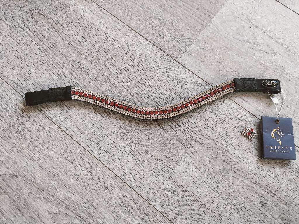 Nieuwe Trieste Equestrian frontriem - silver/rood, Dieren en Toebehoren, Ophalen of Verzenden, Nieuw, Dressuur
