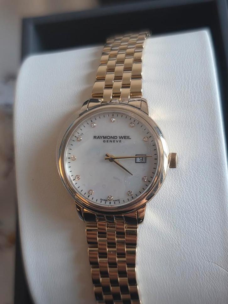 Raymond Weil Goudkleurig Dames Horloge - Diamanten Indexen, Sieraden, Tassen en Uiterlijk, Horloges | Dames, Nieuw, Overige merken