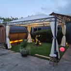 Tuinpaviljoen + Zijwand + Muggengaas crème 4x3m, Tuin en Terras, Overkappingen, Ophalen, Gebruikt, Tuinpaviljoen
