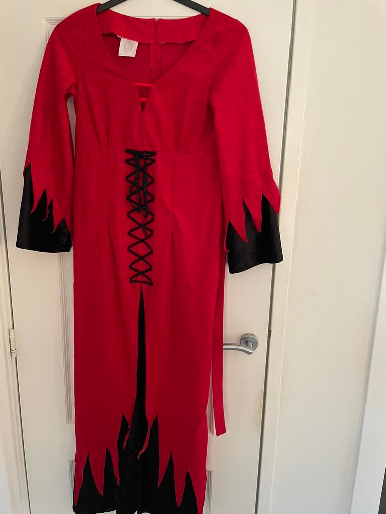 Heksenjurk rood met zwart, Kleding | Dames, Ophalen of Verzenden, Zo goed als nieuw, Carnaval