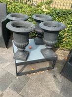 4 mooie Franse tuinvazen bloembotten antraciet grijs, Tuin en Terras, Ophalen, Zo goed als nieuw