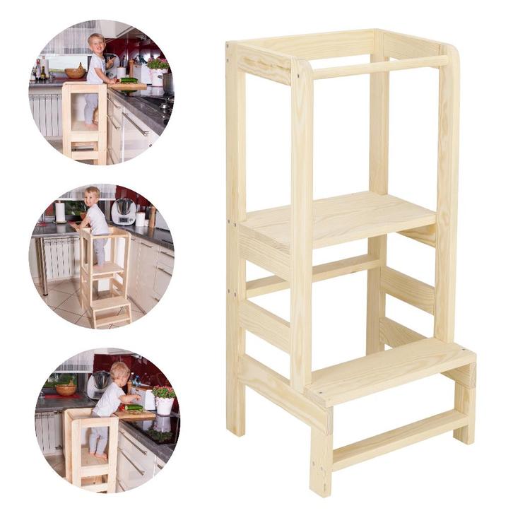 Leertoren Montessori | Leertoren Keukenhulp, Kinderen en Baby's, Kinderstoelen, Zo goed als nieuw, Overige typen, Aanschuifbaar