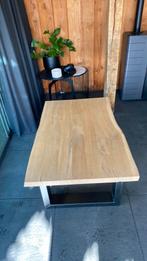 Massief eiken salon boomstamtafel, Ophalen, 100 tot 150 cm, 50 tot 100 cm, Zo goed als nieuw