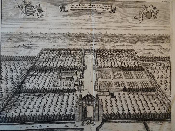 Gravure 't Huys Ter Boede, Koudekerke Zeeland Smallegange, Antiek en Kunst, Kunst | Etsen en Gravures, Verzenden