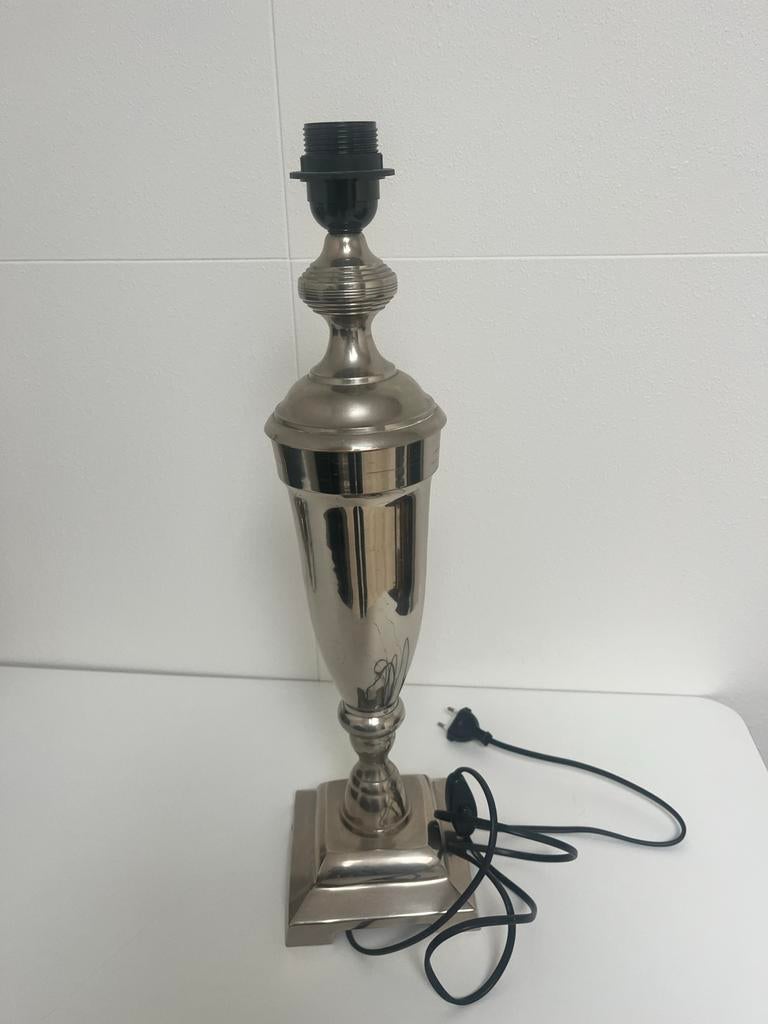 Zilverkleurige Lampenvoet - 52cm Hoog, Ophalen, Gebruikt, Metaal, Minder dan 100 cm