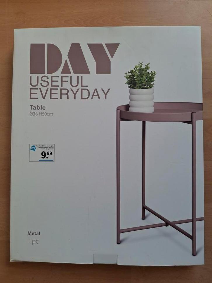 Metalen Bijzettafel - Nieuw in Doos, Huis en Inrichting, Tafels | Bijzettafels, Nieuw, Rond, 45 tot 60 cm, Minder dan 55 cm, Metaal of Aluminium