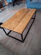 Houten salontafel met metalen frame, Gebruikt, 100 tot 150 cm, Industrieel, Rechthoekig