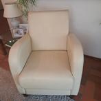 Crème leren fauteuil, Gebruikt, Ophalen of Verzenden, 75 tot 100 cm, Modern