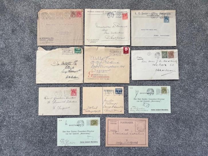 11x oude brieven vanaf 1918 met mooie stempels zegels uniek, Postzegels en Munten, Brieven en Enveloppen | Nederland, Envelop