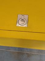 Teakhouten bank met opbergruimte - Geel, Ophalen, Gebruikt, Overige typen, Minder dan 100 cm