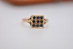 Vintage 9 karaat ring met saffier, Vintage, Vintage, Vintage, Ophalen of Verzenden