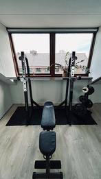 Complete Home Gym Set: Tunturi Squat Rack + Bank + Halterset, Ophalen, Zo goed als nieuw, Borst, Krachtstation