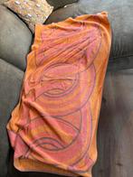 Retro badlaken grote handdoek oranje roze, Verzamelen, Ophalen of Verzenden, Huis en Inrichting