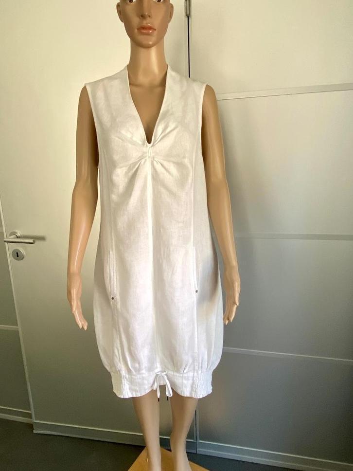 J432 Yaya: maat 38=M linnen jurk jurkje wit, Kleding | Dames, Jurken, Zo goed als nieuw, Maat 38/40 (M), Wit, Knielengte, Ophalen of Verzenden