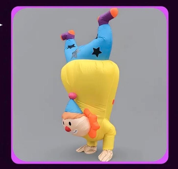 1 x Opblaasbaar Clownspak - Carnaval!, Kleding | Dames, Carnavalskleding en Feestkleding, Nieuw, Kleding, Carnaval, Maat 42/44 (L)