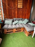 4 nette europallets, inclusief kussens, Tuin en Terras, Tuinsets en Loungesets, Ophalen, Gebruikt, 3 zitplaatsen, Loungeset