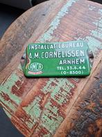 Installatiebureau emaille oud, Ophalen of Verzenden, Gebruikt, Reclamebord