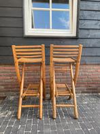 2 Bamboe Krukken, Huis en Inrichting, Barkrukken, Ophalen, Gebruikt, Met voetsteun, 60 tot 90 cm