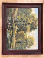 Klassiek Rivierlandschap Schilderij Gesigneerd, Ophalen