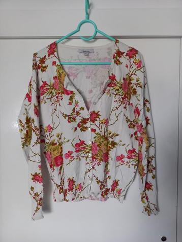 Wit vest met roze bloemen maat m - l  beschikbaar voor biedingen