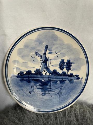 Delfts Blauw wandbord – handbeschilderd molenlandschap beschikbaar voor biedingen