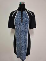 J372 - Zwart-blauwe Marc Cain jurk maat 6 = 44 (1), Zwart, Maat 42/44 (L), Ophalen of Verzenden, Zo goed als nieuw